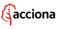 Logo of Acciona featuring a stylized red leaf on the left and the word "acciona" in lowercase black letters on the right.