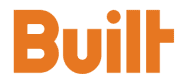 The image shows the logo for "Built" in bold, orange letters with a period at the end. The text is stylized and simplistic. The background is white.