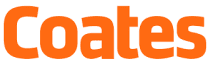 The image displays the word "Coates" in bold, orange text on a white background.